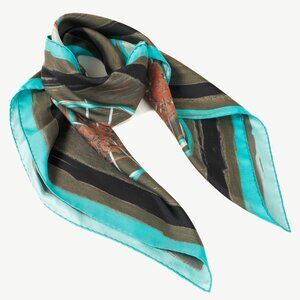 Hermes New Springs 90 Teal & Brown Silk Scarf